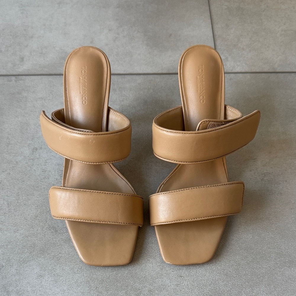 Tony Bianco Tan Double Strap Velcro Sandals